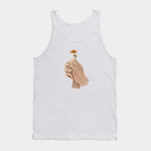 bleeding hand holding flowers art Tank Top